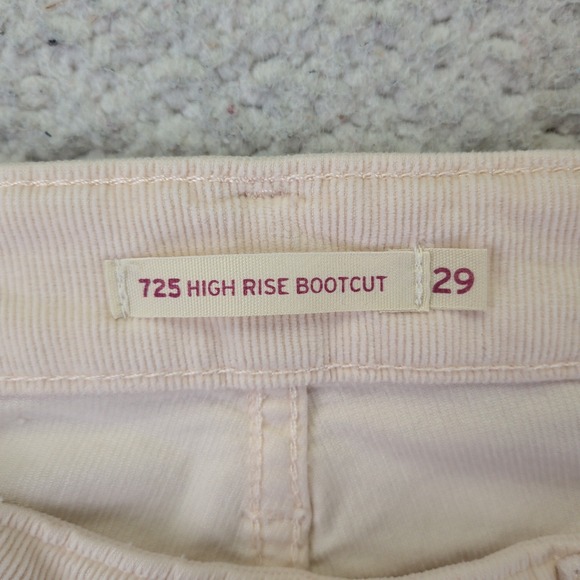Levis 725 High Rise Bootcut Corduroy Pants Cream Womens 29x32 - Picture 3 of 9